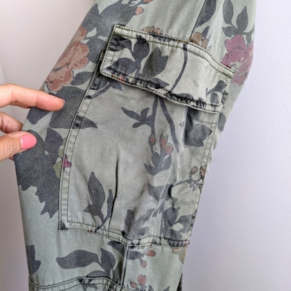 PAM & Gela Olive Green Cargo Joggers with Floral Print S - Picture 5 of 12